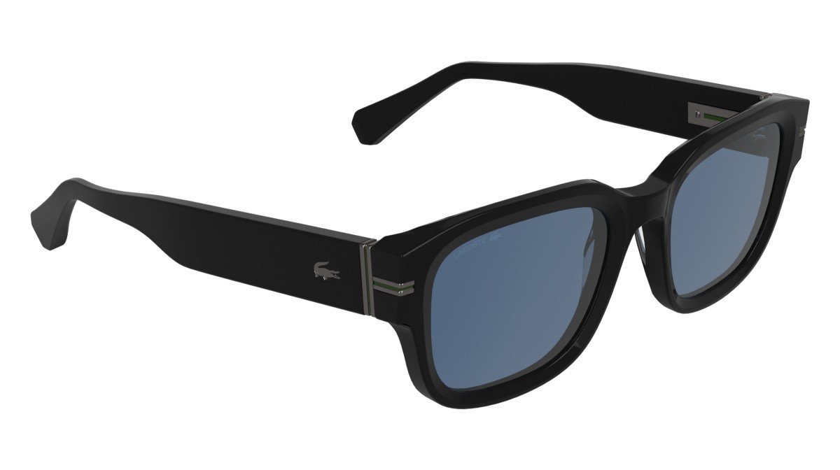 Sunglasses Lacoste L6093S (001) color black shape rectangle lenses solid blue