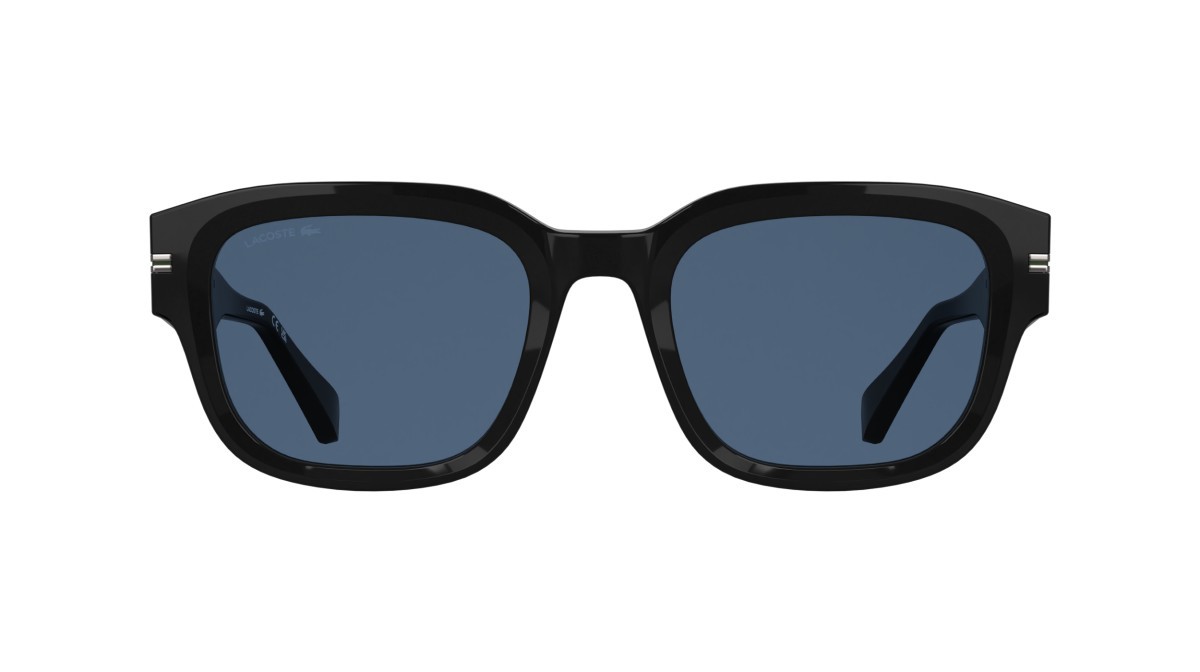 Sunglasses Lacoste L6093S (001) color black shape rectangle lenses solid blue
