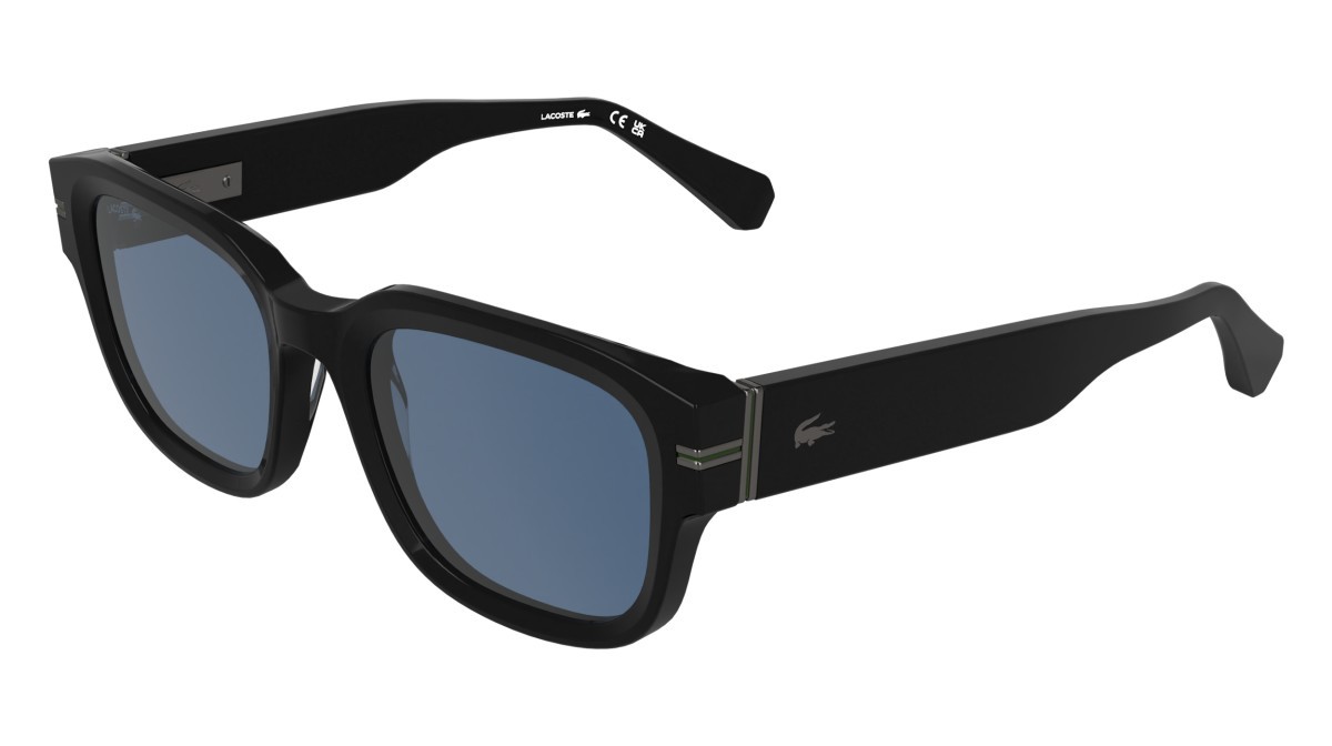 Sunglasses Lacoste L6093S (001) color black shape rectangle lenses solid blue