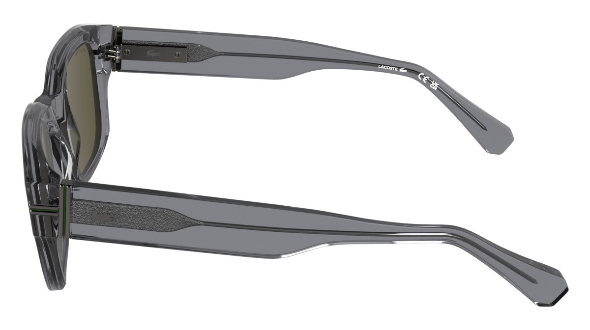 Sunglasses Lacoste L6093S (035) color transparent grey shape rectangle lenses solid khaki