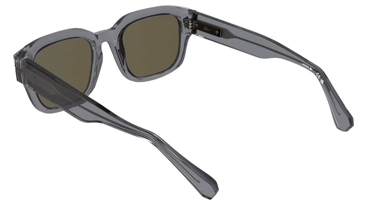 Sunglasses Lacoste L6093S (035) color transparent grey shape rectangle lenses solid khaki