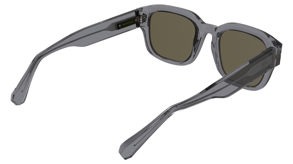 Sunglasses Lacoste L6093S (035) color transparent grey shape rectangle lenses solid khaki