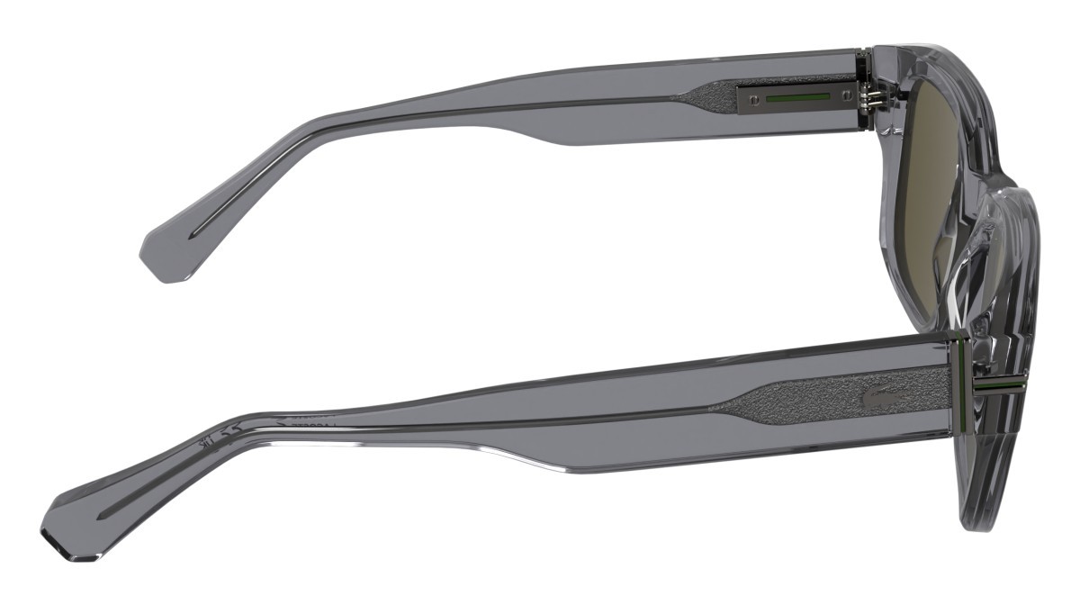 Sunglasses Lacoste L6093S (035) color transparent grey shape rectangle lenses solid khaki