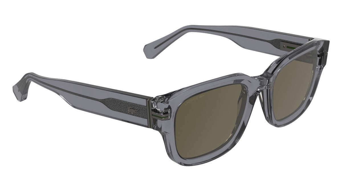 Sunglasses Lacoste L6093S (035) color transparent grey shape rectangle lenses solid khaki