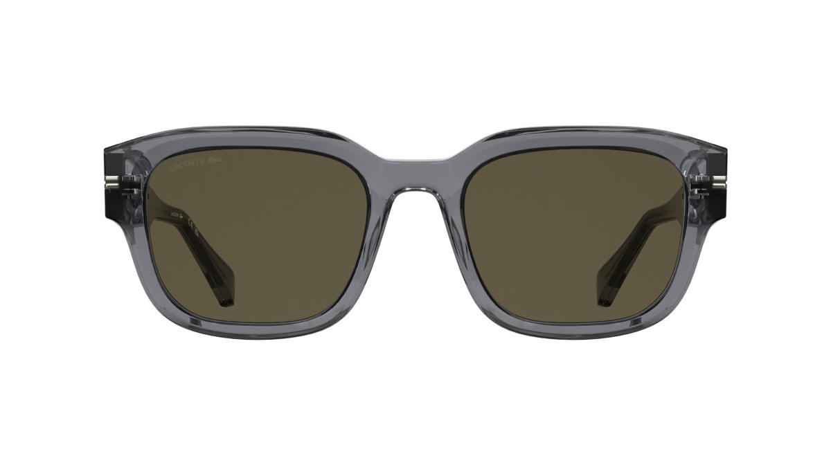 Sunglasses Lacoste L6093S (035) color transparent grey shape rectangle lenses solid khaki