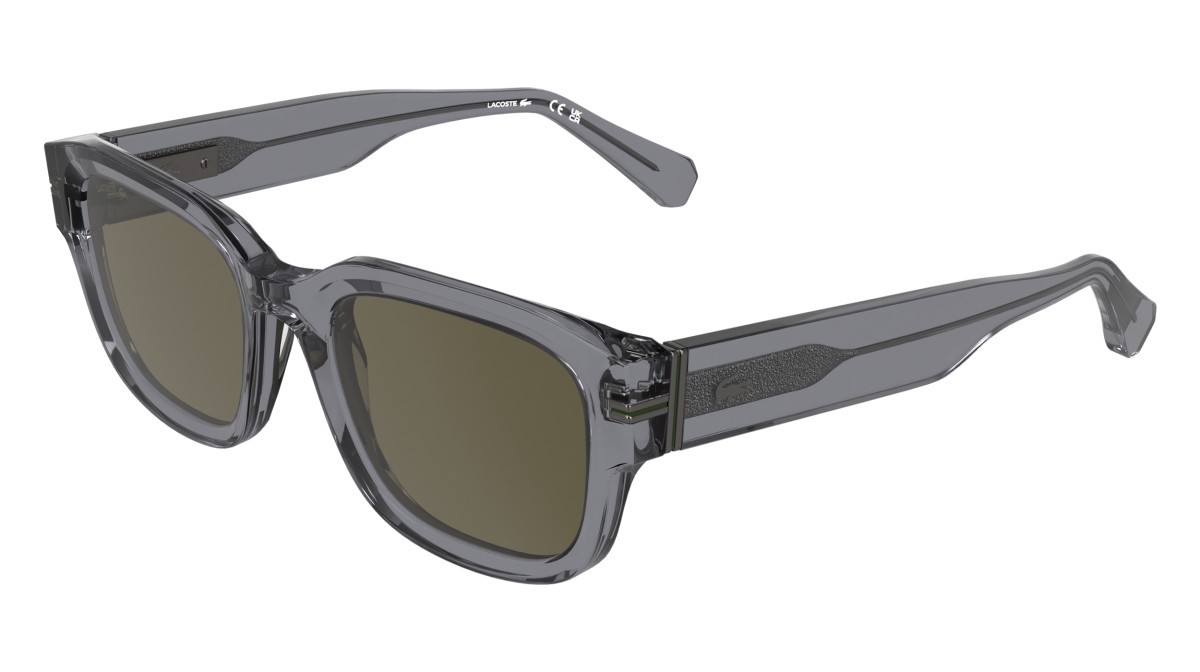 Sunglasses Lacoste L6093S (035) color transparent grey shape rectangle lenses solid khaki