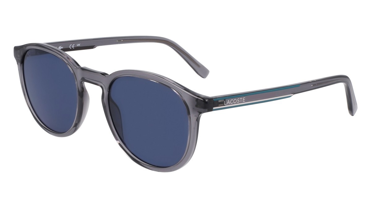 Sunglasses Lacoste L916S N (038) color transparent grey shape round lenses solid blue