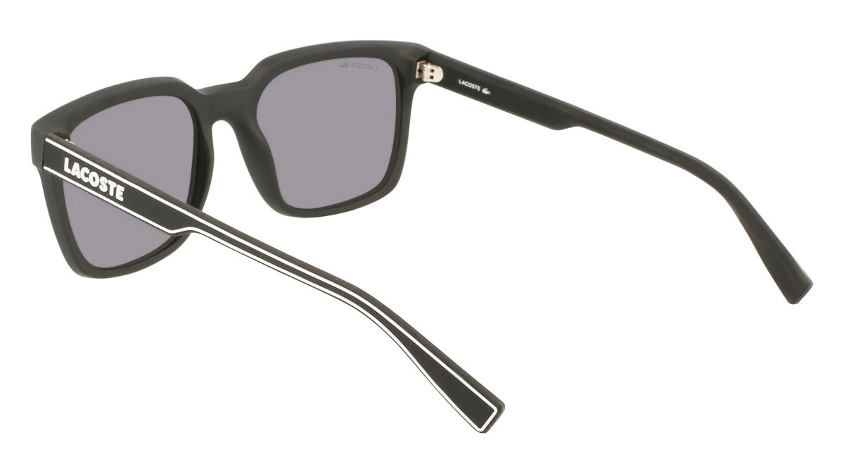 Sonnenbrillen Lacoste L967S (002) farbe matte black form rechteckig gläser solid grey