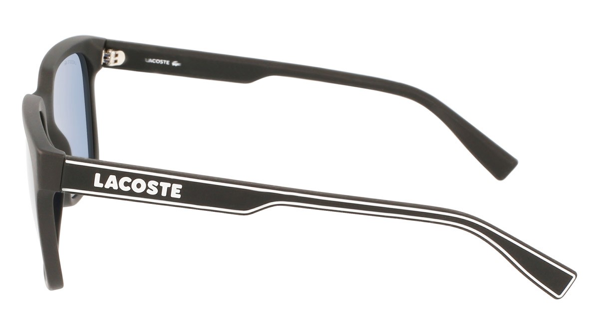 Sonnenbrillen Lacoste L967S (010) farbe matte charcoal black form rechteckig gläser solid blue