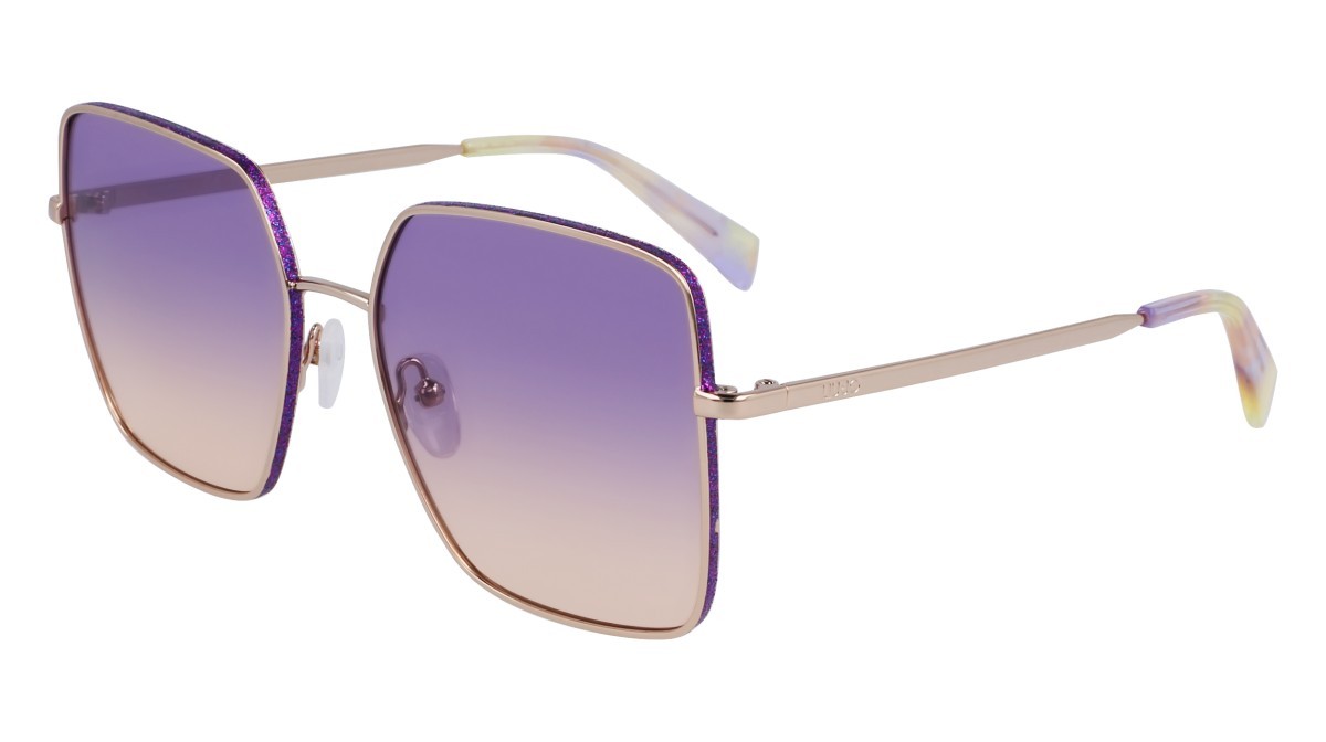 Occhiali da sole Liu Jo LJ158S (722) colore gold medium forma quadrato lenti gradient violet rose
