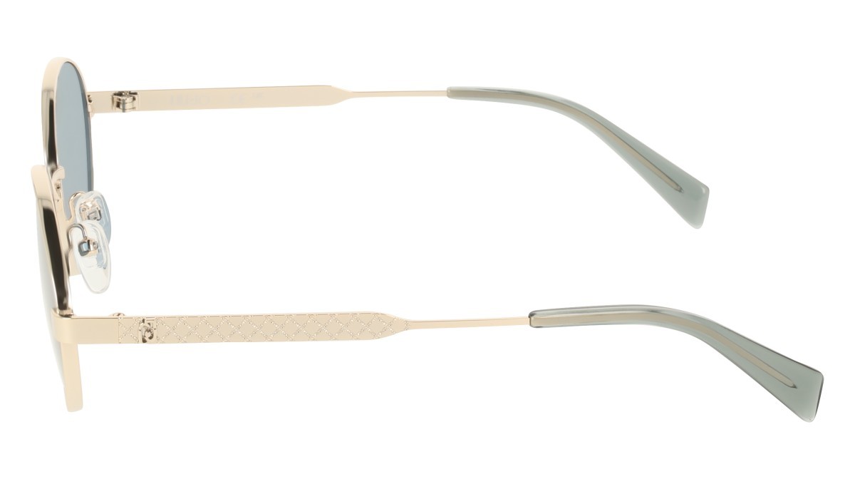 Occhiali da sole Liu Jo LJ163S (712) colore light gold forma ovale lenti solid petrol