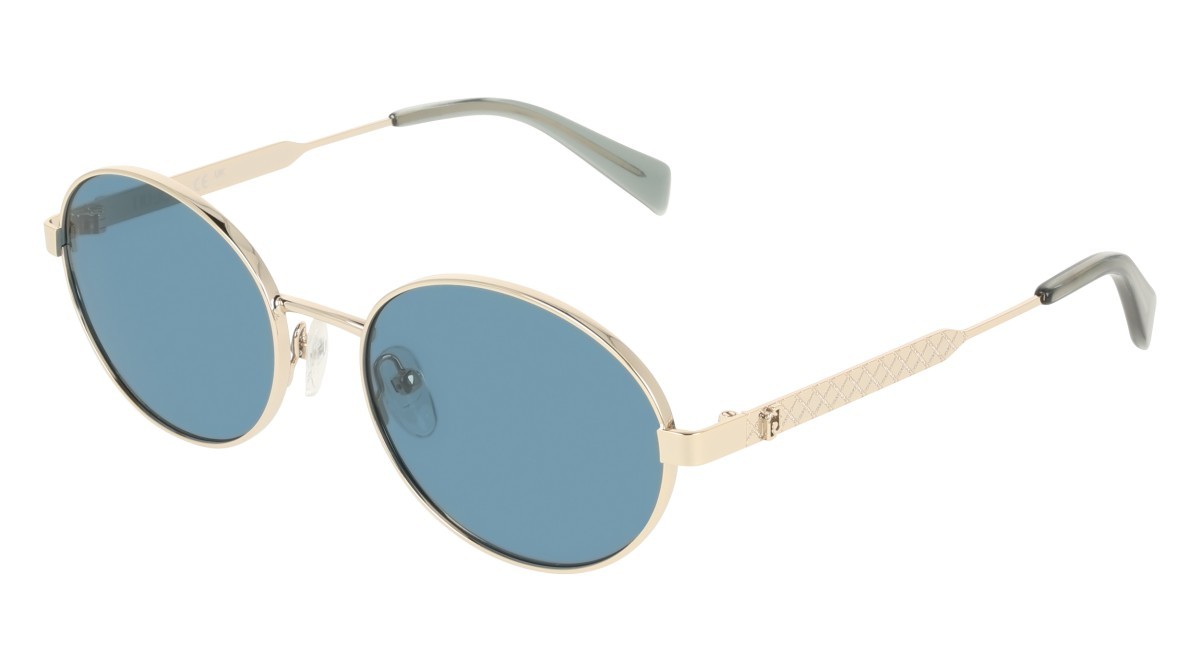 Occhiali da sole Liu Jo LJ163S (712) colore light gold forma ovale lenti solid petrol