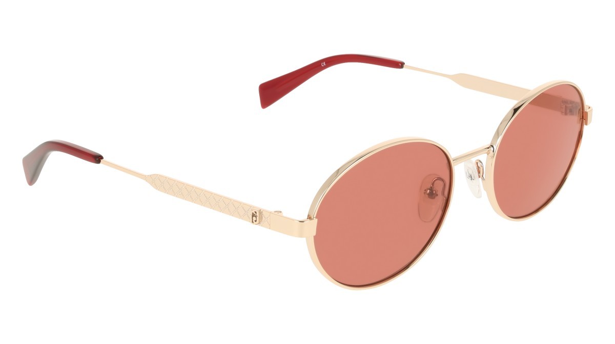 Occhiali da sole Liu Jo LJ163S (770) colore rose gold forma ovale lenti solid pink