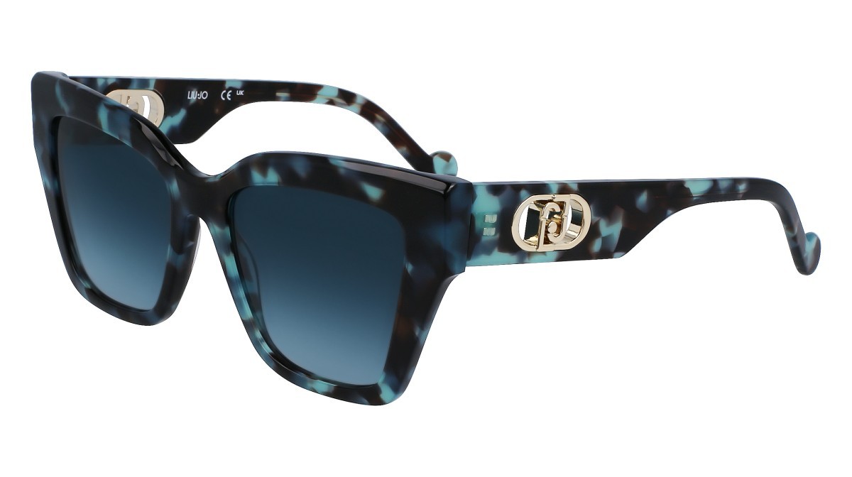 Occhiali da sole Liu Jo LJ777S (428) colore petrol tortoise forma rettangolare lenti gradient grey petrol