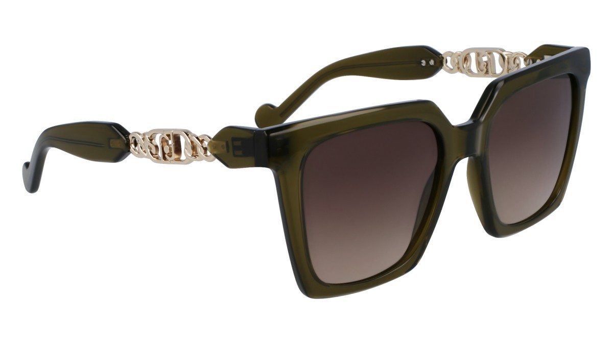 Sonnenbrillen Liu Jo LJ779S (310) farbe olive green form rechteckig gläser gradient khaki