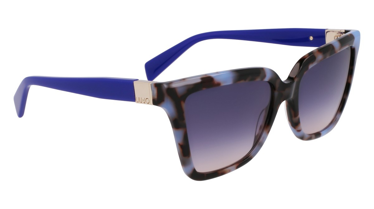 Occhiali da sole Liu Jo LJ803S (430) colore blue tortoise forma rettangolare lenti gradient blue/nude