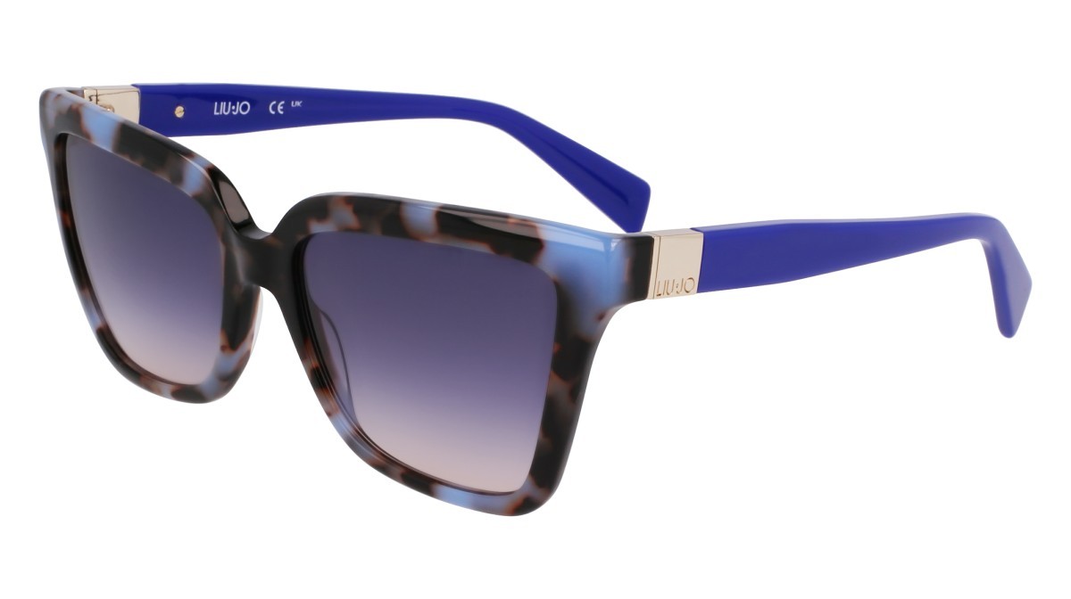Occhiali da sole Liu Jo LJ803S (430) colore blue tortoise forma rettangolare lenti gradient blue/nude