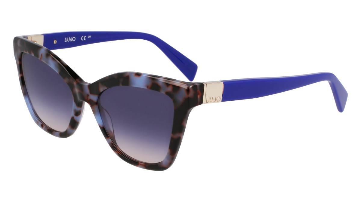 Occhiali da sole Liu Jo LJ804S (430) colore blue tortoise forma rettangolare lenti gradient blue/nude