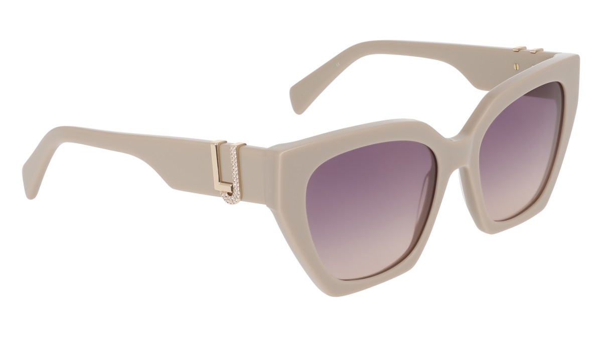 Occhiali da sole Liu Jo LJ814SR (264) colore beige forma cat eye lenti db gradient smoke/peach