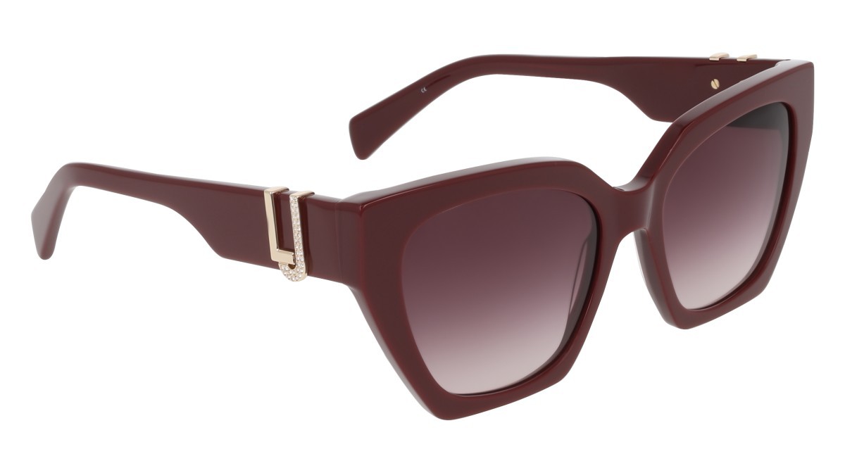 Occhiali da sole Liu Jo LJ814SR (602) colore wine forma cat eye lenti gradient burgundy