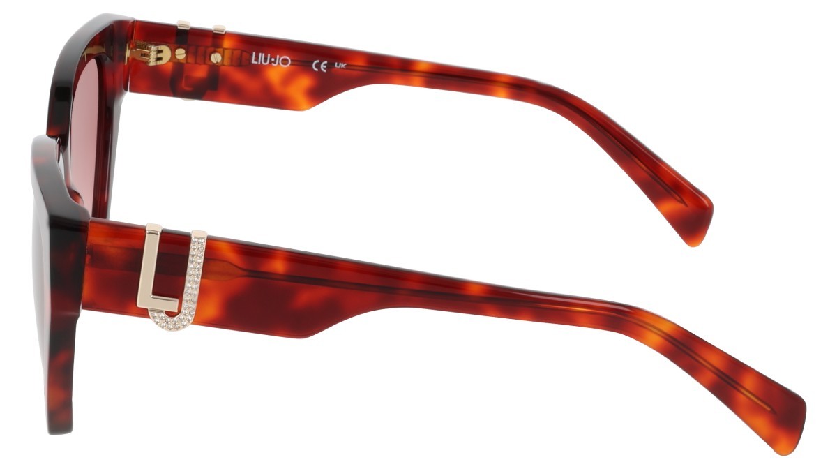 Occhiali da sole Liu Jo LJ814SR (640) colore red tortoise forma cat eye lenti antique rose gradient