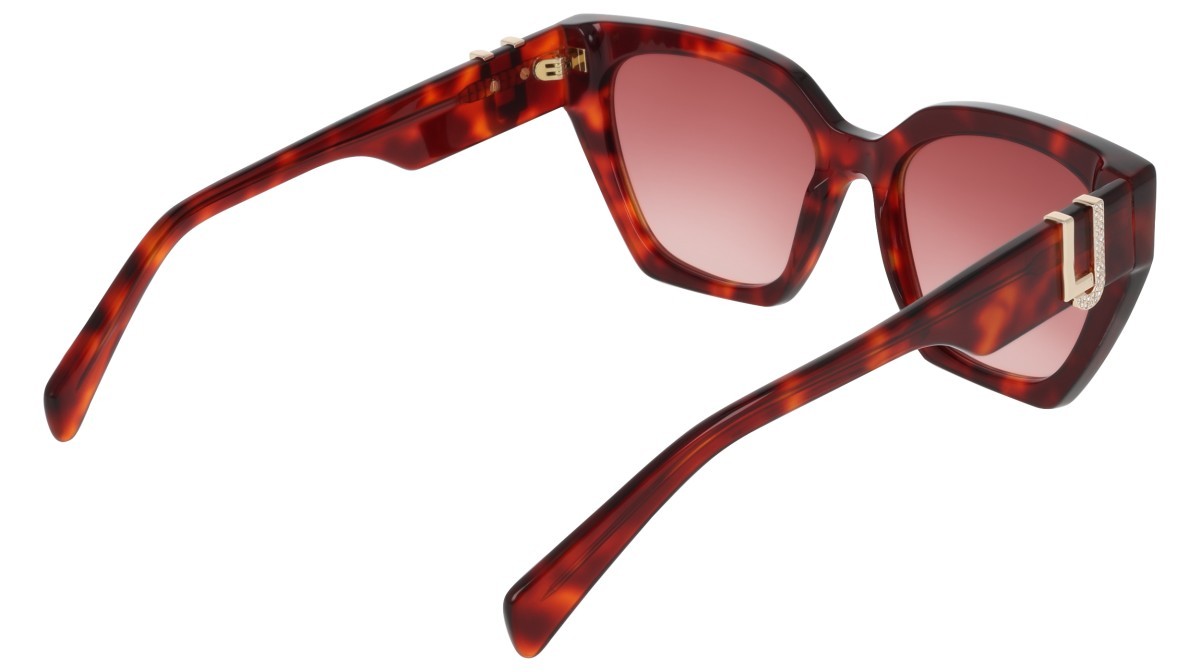 Occhiali da sole Liu Jo LJ814SR (640) colore red tortoise forma cat eye lenti antique rose gradient