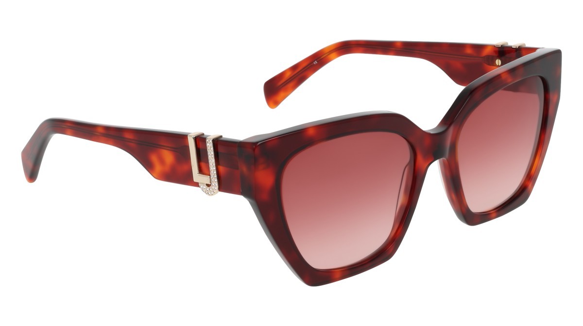Occhiali da sole Liu Jo LJ814SR (640) colore red tortoise forma cat eye lenti antique rose gradient