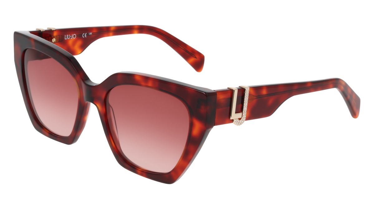 Occhiali da sole Liu Jo LJ814SR (640) colore red tortoise forma cat eye lenti antique rose gradient