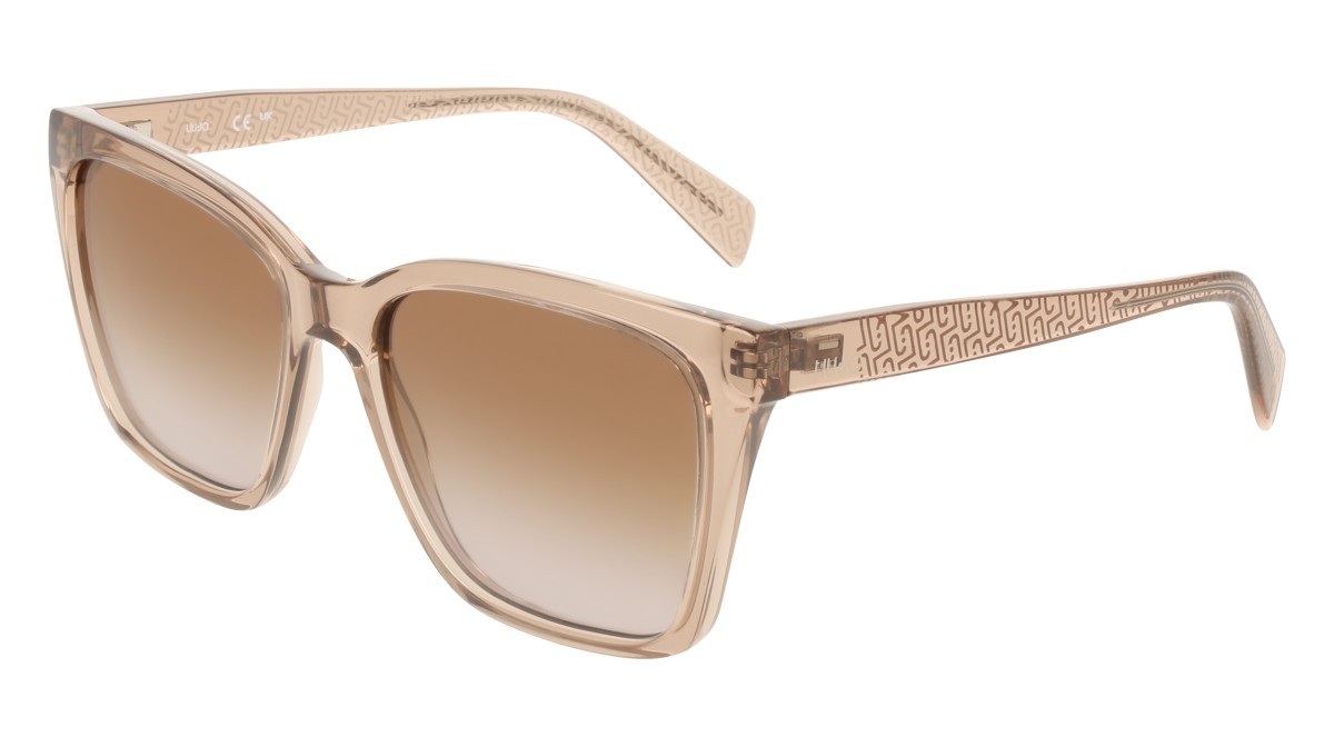 Occhiali da sole Liu Jo LJ818S (272) colore nude forma rettangolare lenti brick grey gradient