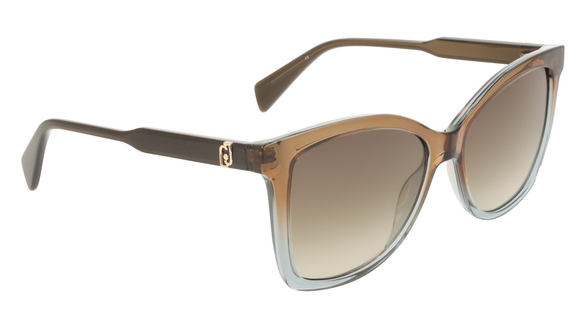 Occhiali da sole Liu Jo LJ822S (334) colore khaki/azure forma farfalla lenti gradient khaki