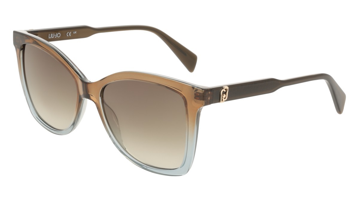 Occhiali da sole Liu Jo LJ822S (334) colore khaki/azure forma farfalla lenti gradient khaki