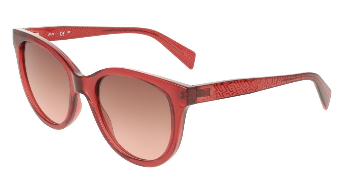 Occhiali da sole Liu Jo LJ825S (624) colore cherry forma pantos lenti brown rose gradient