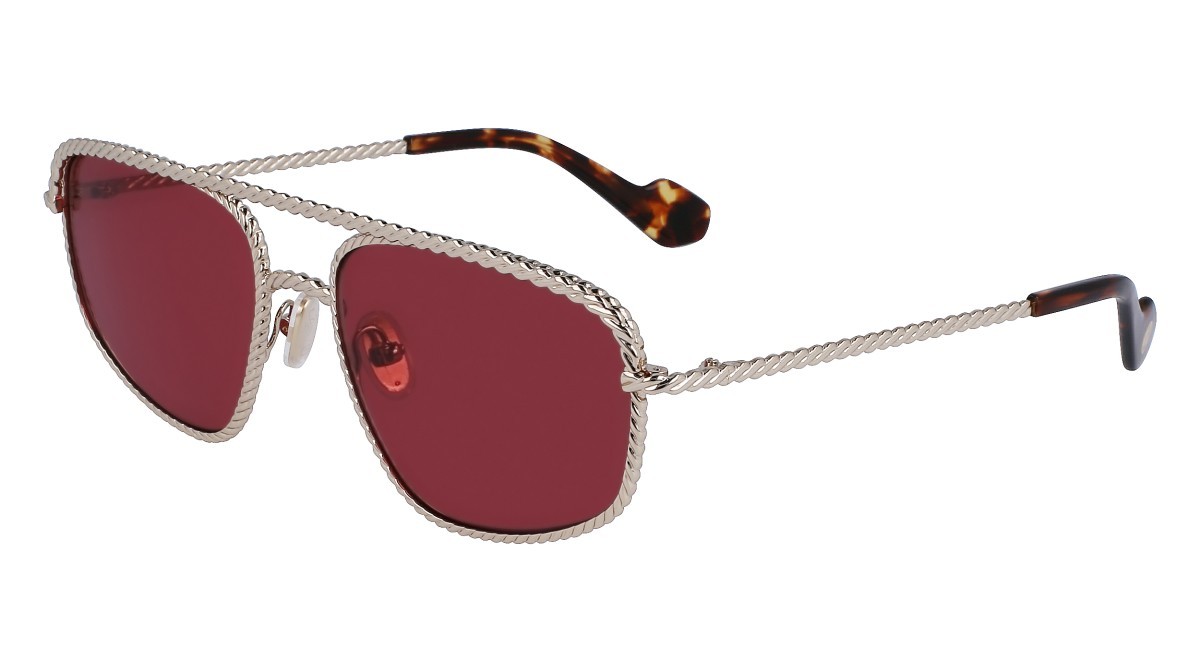 Sonnenbrillen Lanvin LNV128S (716) farbe gold/burgundy form navigator gläser solid aubergine