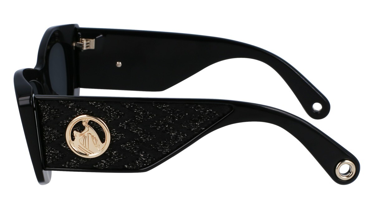 Sonnenbrillen Lanvin LNV638S (008) farbe black/black lurex form cat-eye gläser solid grey