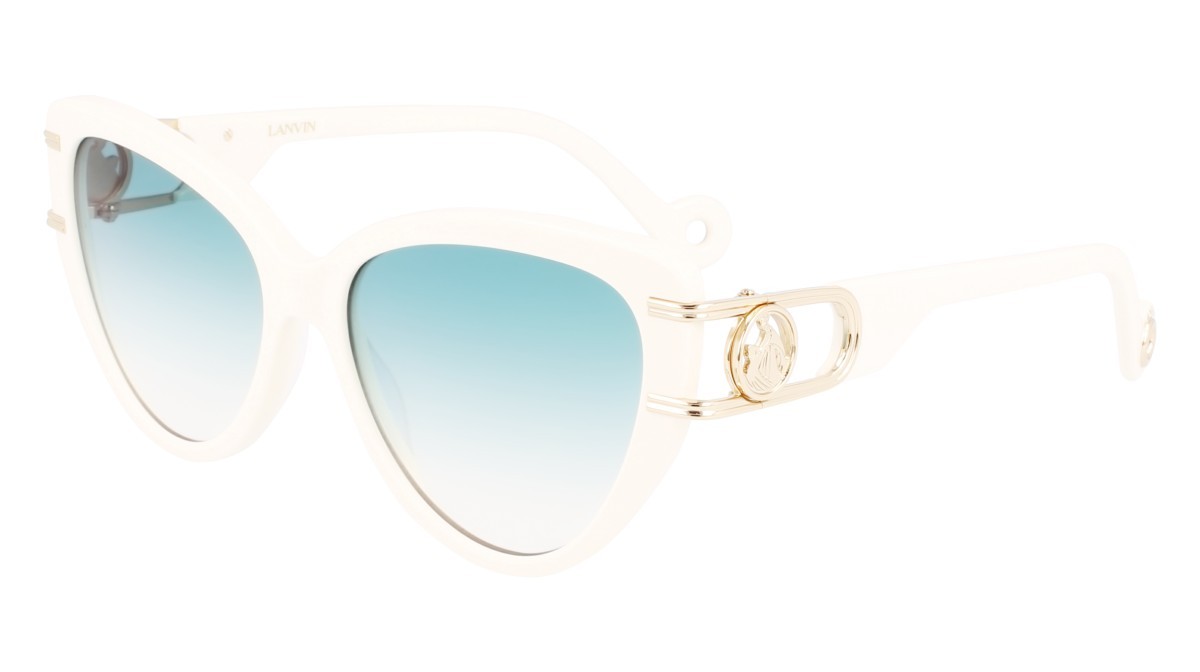 Sonnenbrillen Lanvin LNV643S (102) farbe white form cat-eye gläser gradient petrol flash