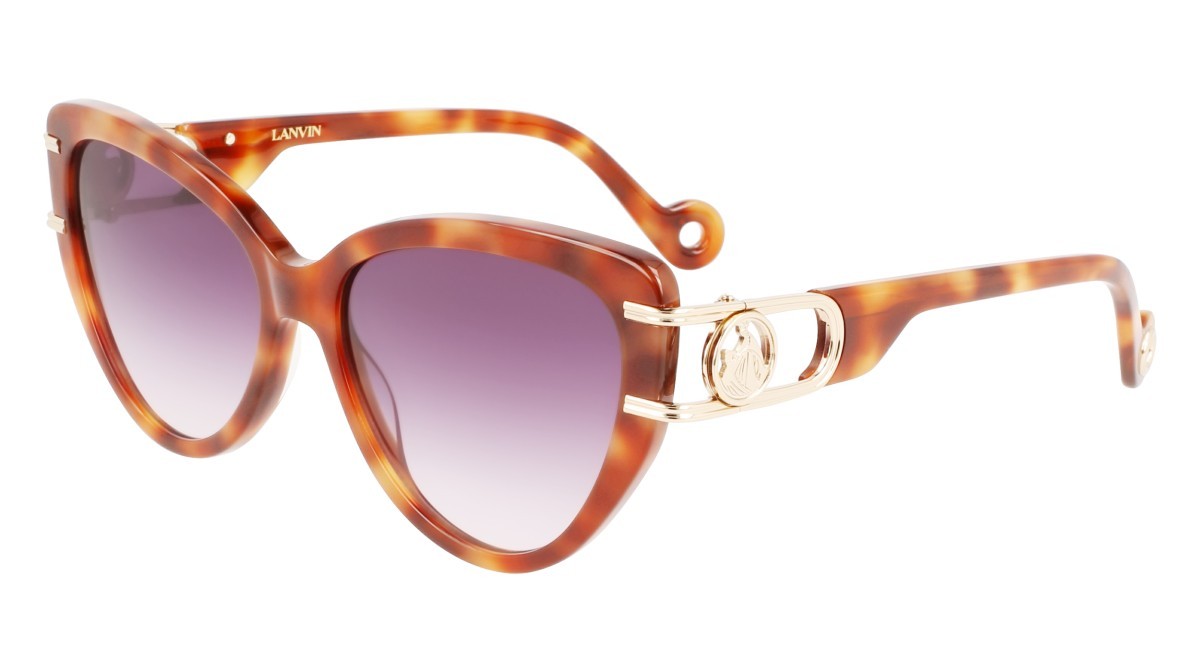 Sonnenbrillen Lanvin LNV643S (217) farbe light havana form cat-eye gläser gradient purple
