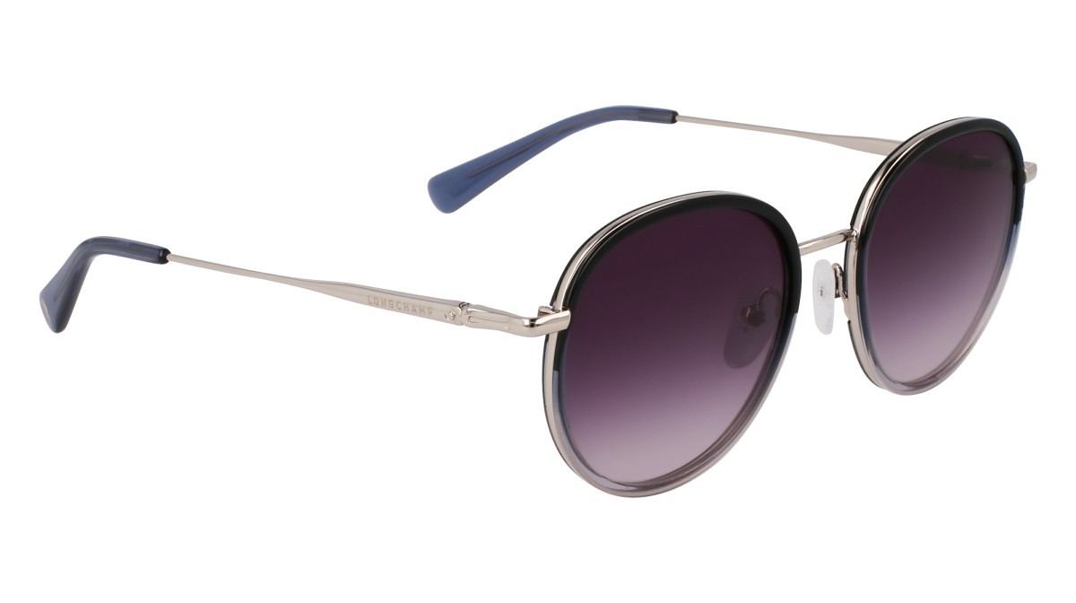 Occhiali da sole Longchamp LO176S (042) colore silver/gradient blue forma rotondo lenti gradient smoke