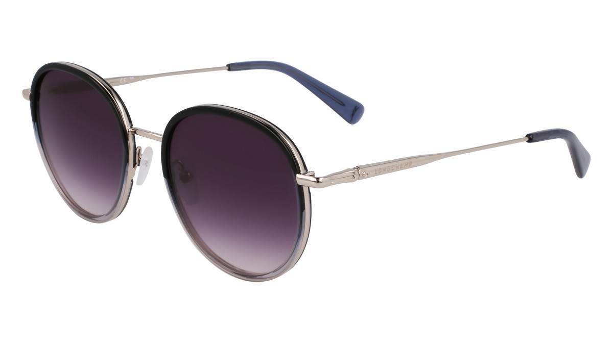 Occhiali da sole Longchamp LO176S (042) colore silver/gradient blue forma rotondo lenti gradient smoke