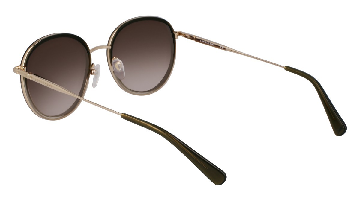Occhiali da sole Longchamp LO176S (711) colore gold/gradient green forma rotondo lenti gradient khaki brown