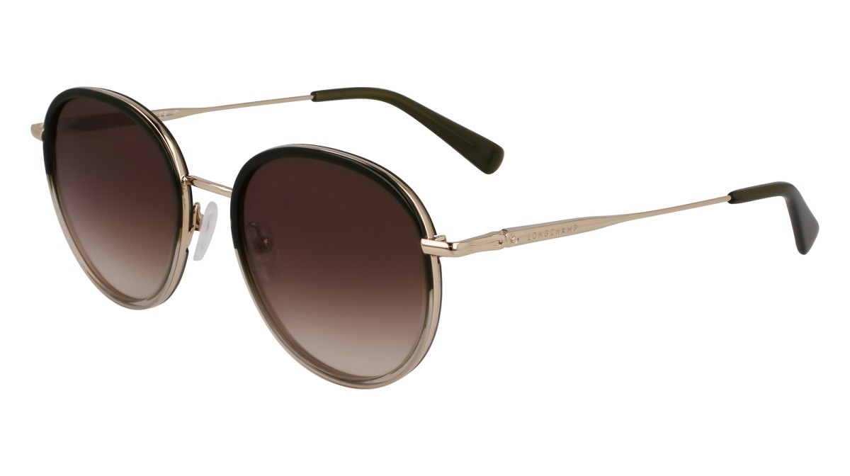 Occhiali da sole Longchamp LO176S (711) colore gold/gradient green forma rotondo lenti gradient khaki brown