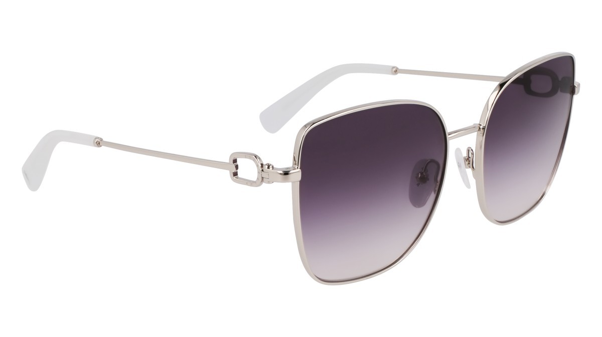 Occhiali da sole Longchamp LO177S (042) colore silver/gradient blue forma farfalla lenti blue gradient