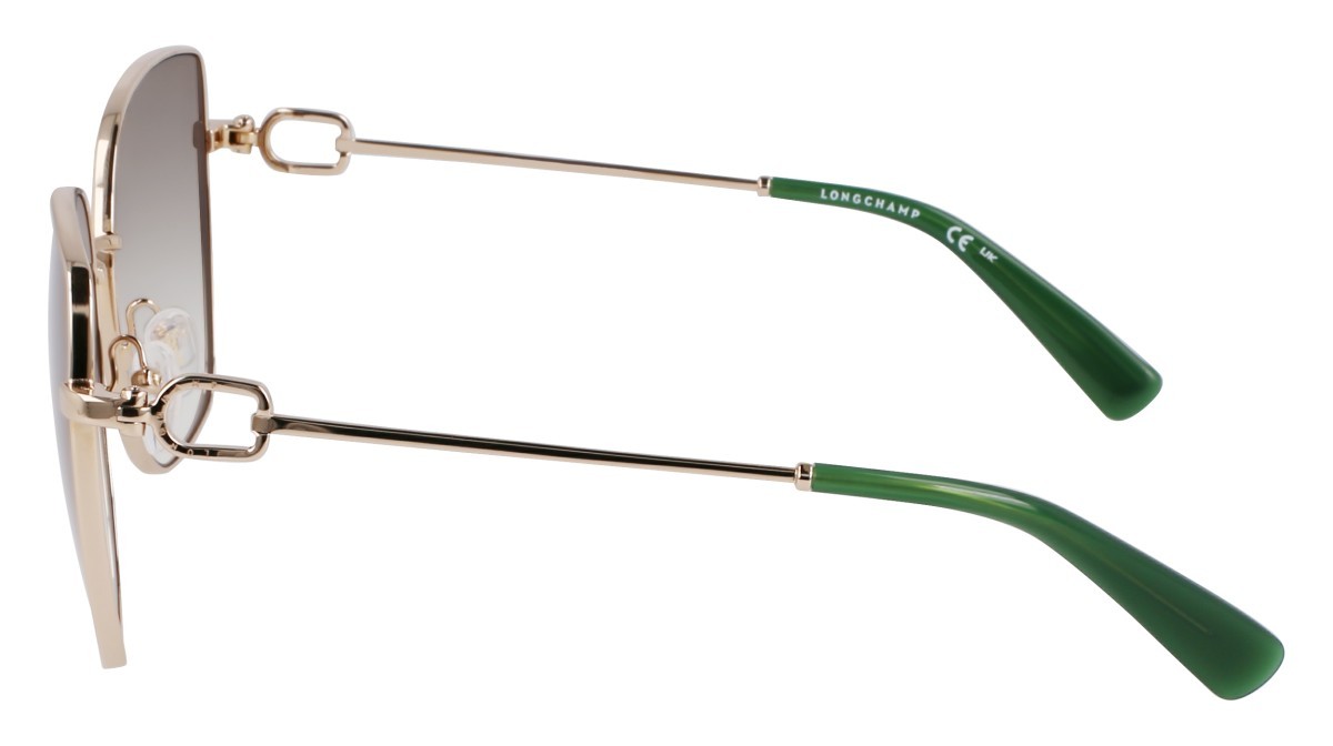 Occhiali da sole Longchamp LO177S (711) colore gold/gradient green forma farfalla lenti green clear gradient