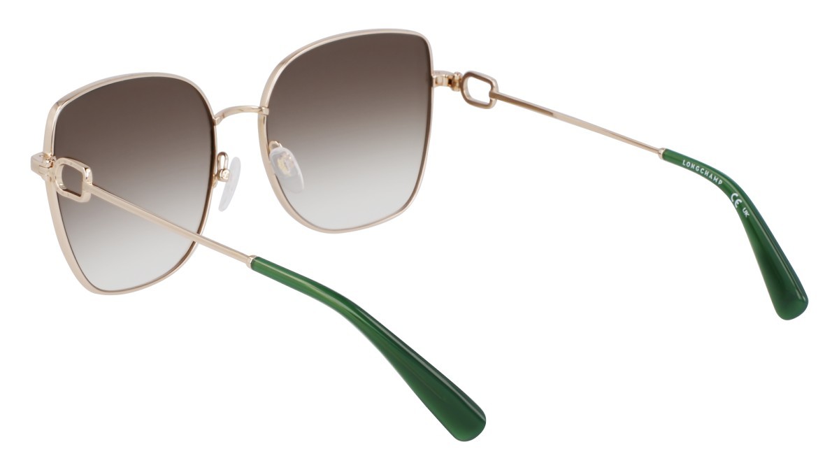 Occhiali da sole Longchamp LO177S (711) colore gold/gradient green forma farfalla lenti green clear gradient