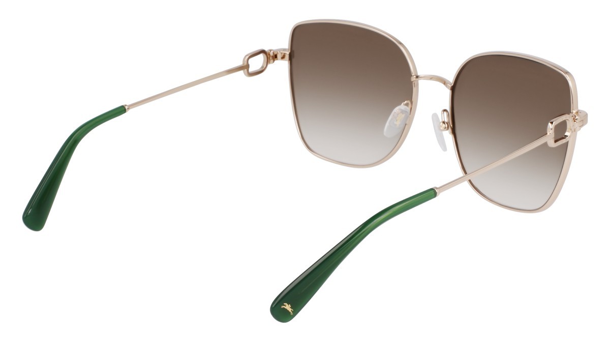 Occhiali da sole Longchamp LO177S (711) colore gold/gradient green forma farfalla lenti green clear gradient
