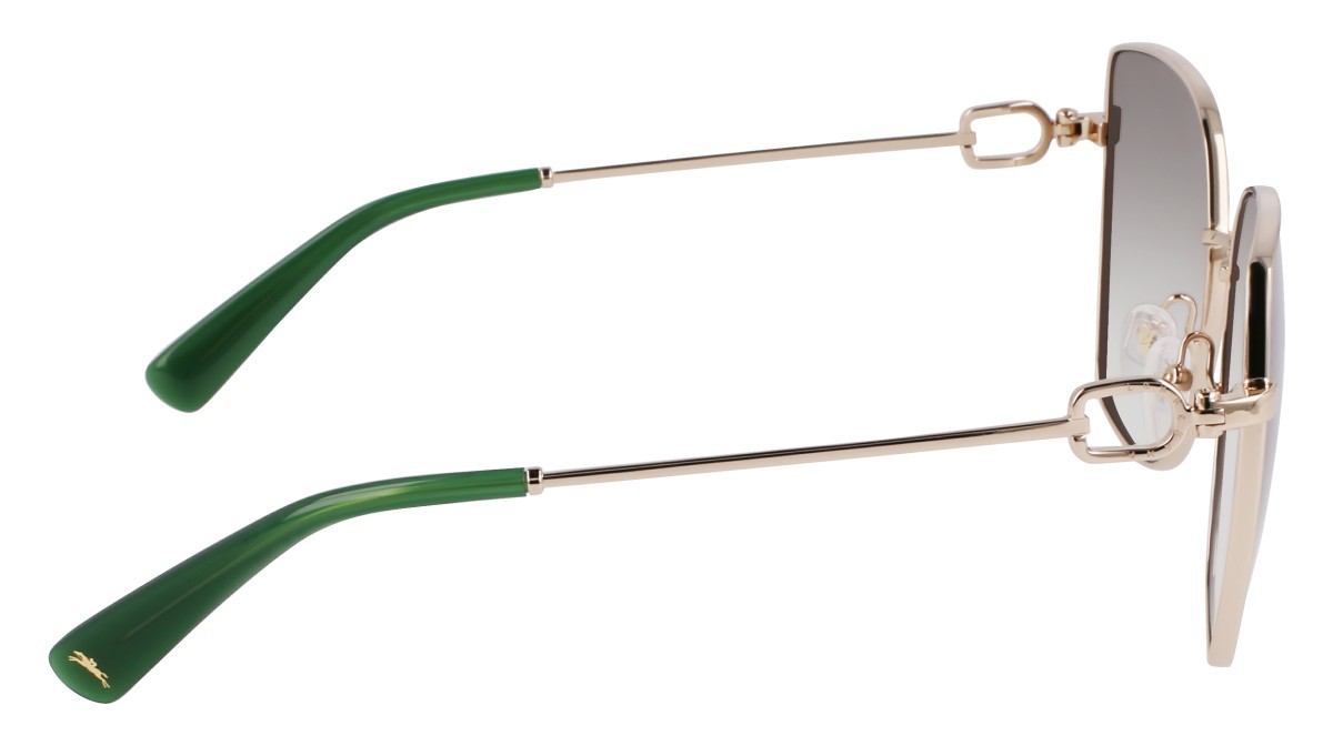Occhiali da sole Longchamp LO177S (711) colore gold/gradient green forma farfalla lenti green clear gradient