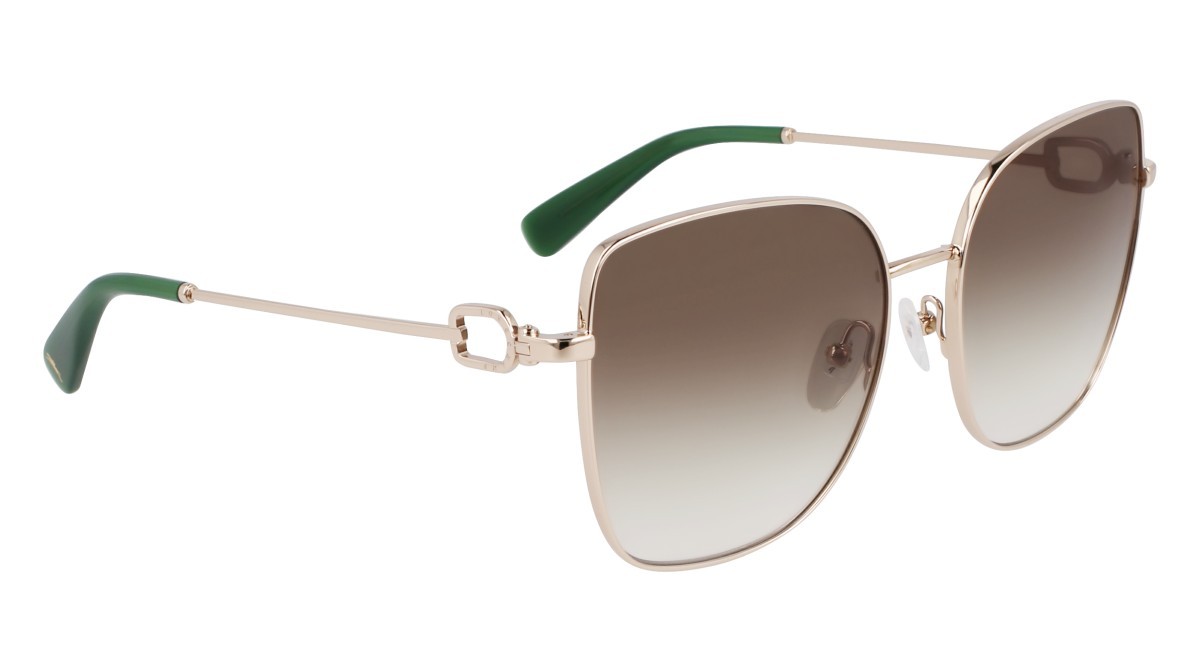 Occhiali da sole Longchamp LO177S (711) colore gold/gradient green forma farfalla lenti green clear gradient