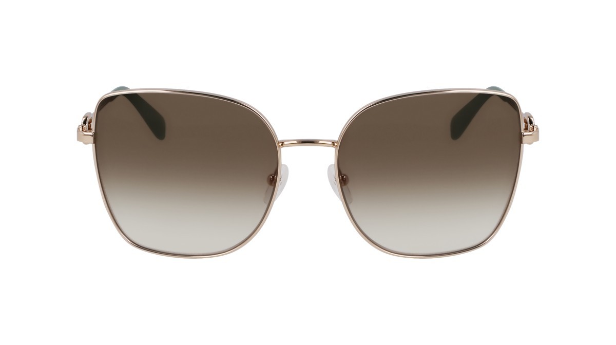 Occhiali da sole Longchamp LO177S (711) colore gold/gradient green forma farfalla lenti green clear gradient