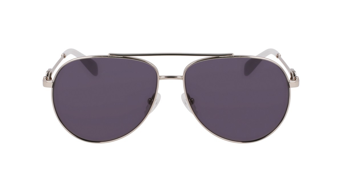 Occhiali da sole Longchamp LO178S (044) colore silver/grey forma aviator lenti solid grey