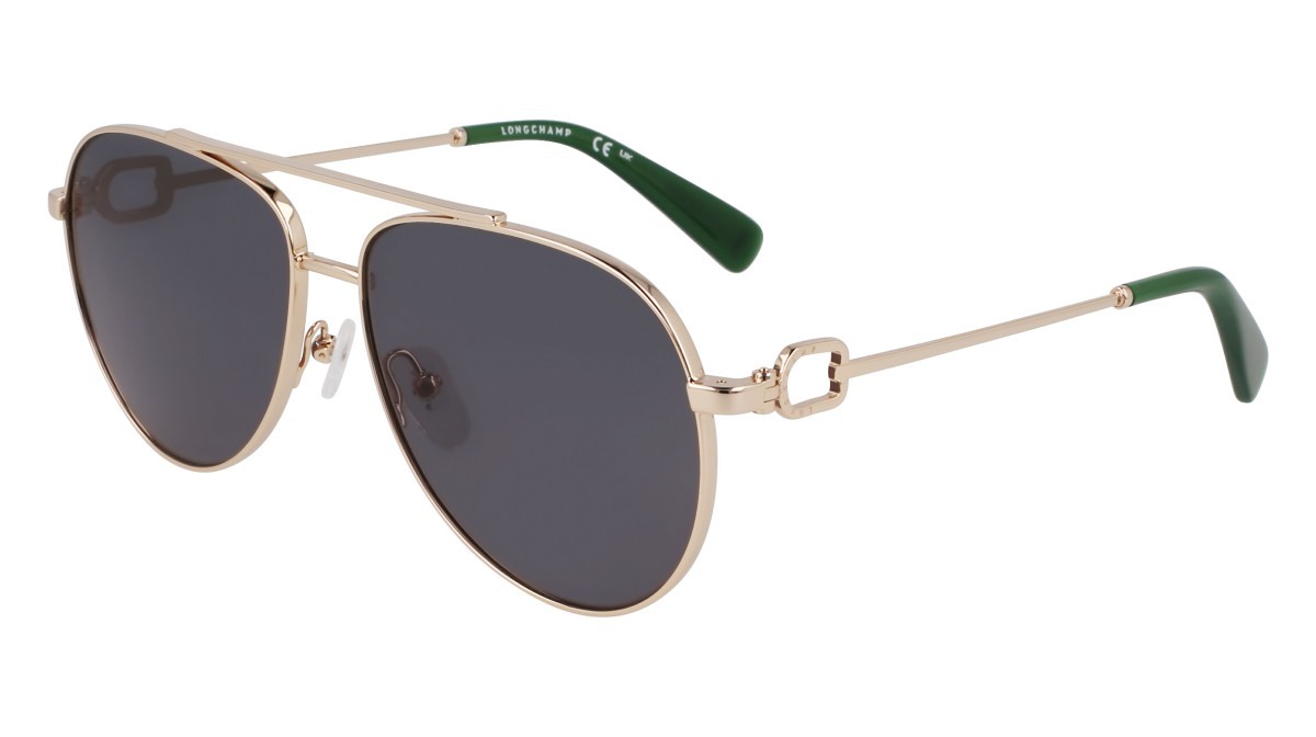 Sonnenbrillen Longchamp LO178S (713) farbe gold/green form aviator gläser solid green