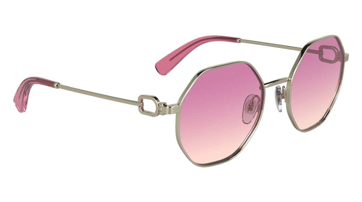 Occhiali da sole Longchamp LO179S (718) colore gold/gradient pink forma rotondo lenti double gradient pink+orange